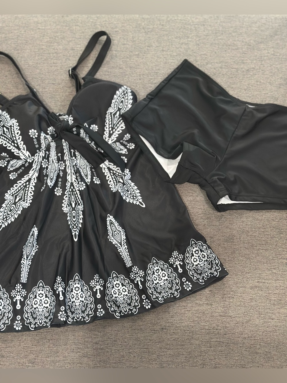 Black & White Printed Tankini Set - Women Swim